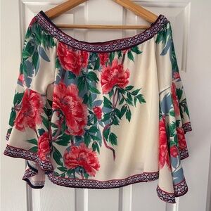 Flying Tomato Off Shoulder Bell Sleeve Floral Top